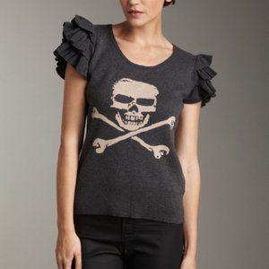 Skull Flutter Sleeve Top - Punk Goth Emo Halloween Rockabilly 80s Pinup Punk
